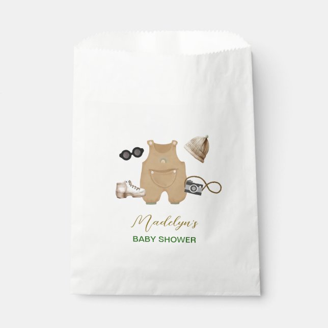 Bolsa De Papel Little Explorer Woodland Forest Hiking Baby Shower (Anverso)
