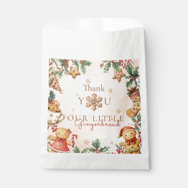 Bolsa De Papel Little Gingerbread Christmas Birthday Thank you  (Anverso)