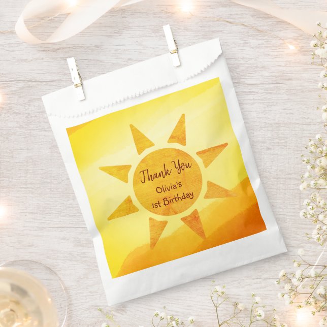 Bolsa De Papel Little Gold Sunshine Moderno Boho Cumpleaños (Cortado)