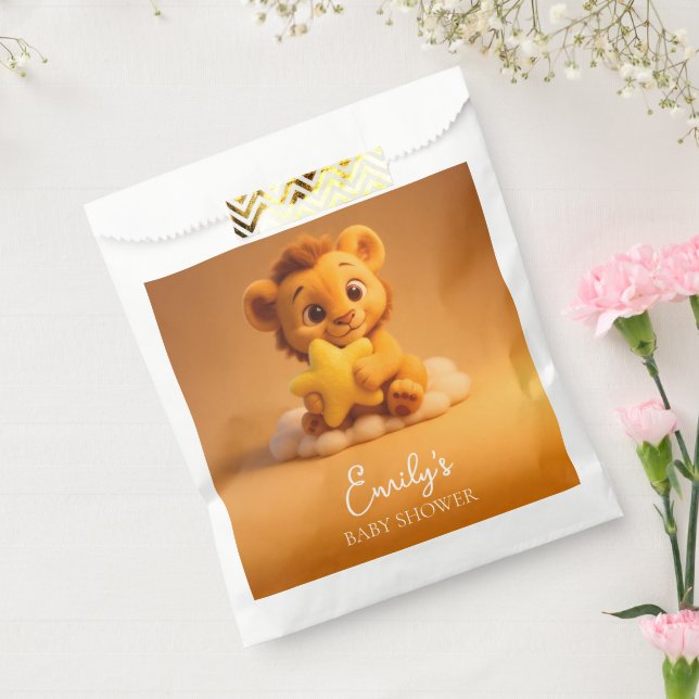 Bolsa De Papel Little Lion & Star - Baby Shower Gift Bag (Sellado)