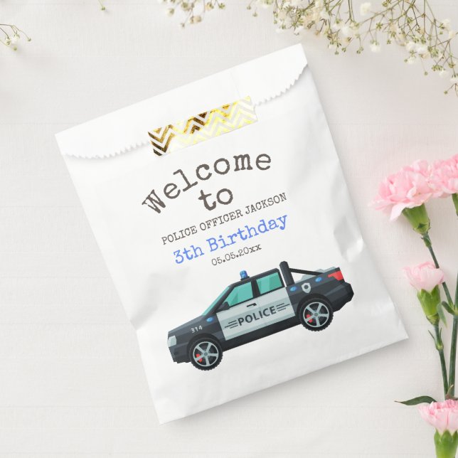 Bolsa De Papel Little Officer Police Birthday | Personalized  (Sellado)