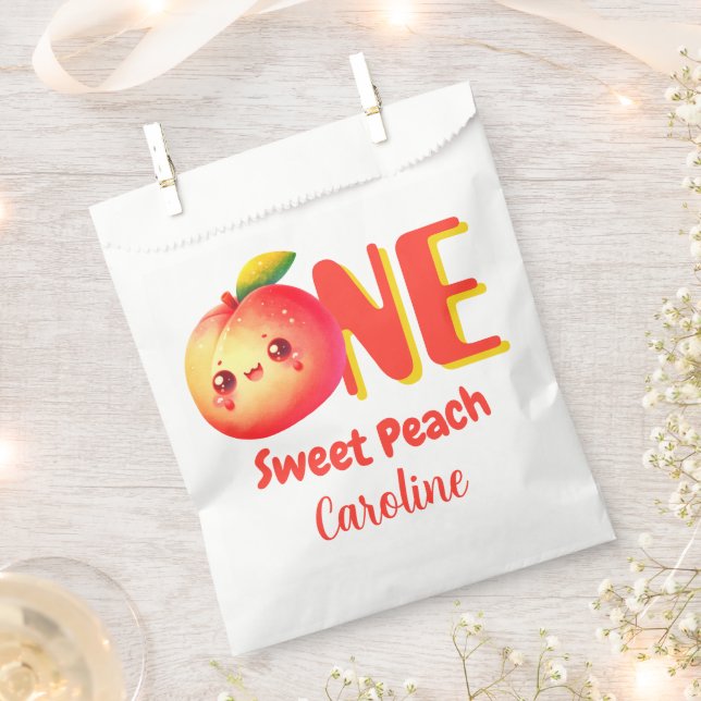 Bolsa De Papel  Little Peach Cute First Birthday (Cortado)