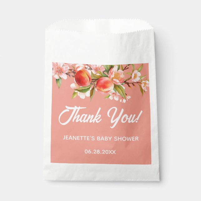 Bolsa De Papel Little Peach Floral Baby Shower (Anverso)