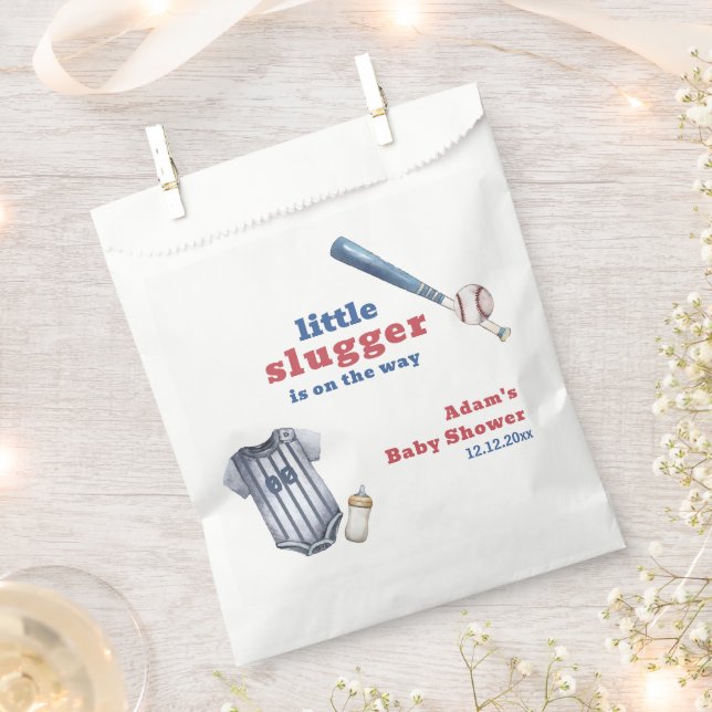 Bolsa De Papel Little Slugger Baseball Shirt Bottle Baby Shower  (Cortado)