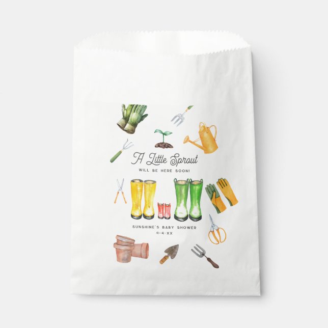 Bolsa De Papel Little Sprout Red Boots Garden Baby Shower (Anverso)