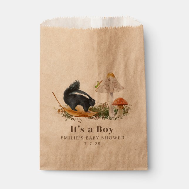Bolsa De Papel Little Stinker Woodland Skunk Boy Baby Shower (Anverso)