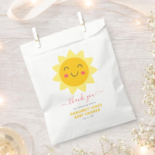 Bolsa De Papel Little Sunshine Baby Shower Gracias Por Favorecer  (Cortado)
