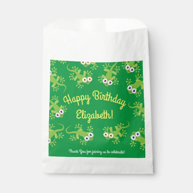 Bolsa De Papel Lizard Birthday Party (Anverso)
