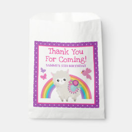 Bolsa De Papel Llama Floral de Primavera y Cumpleaños de Arcoíris