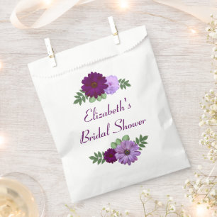 Bolsa De Papel Lluvia de boda floral de peonía púrpura