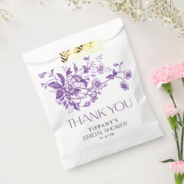 Bolsa De Papel Lluvia de Boda Floral Morado Toile Francés Antiguo