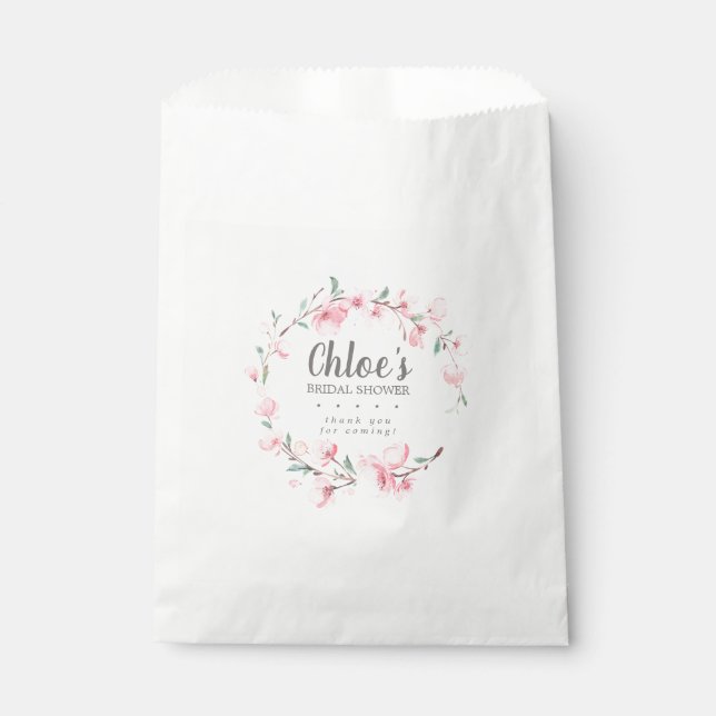 Bolsa De Papel Lluvia de Boda Floral Rosa Rústica (Anverso)