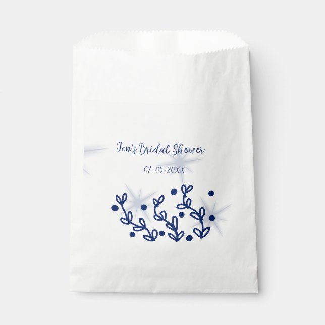 Bolsa De Papel Lluvia de estrellas azules lujo real para baby sho (Anverso)