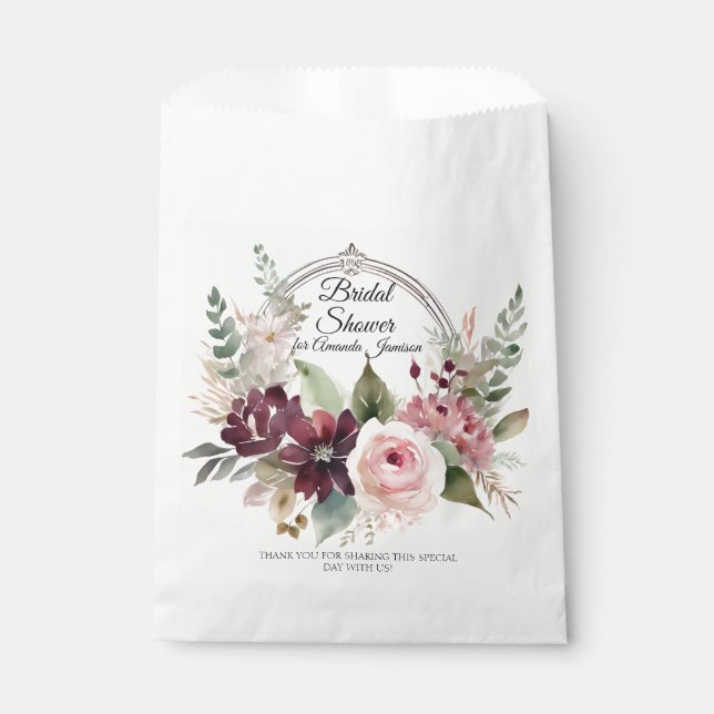 Bolsa De Papel Lluvia de Novia Rosa Borgoña Floral Otoño Hojas De (Anverso)