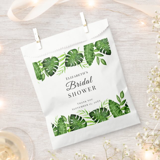 Bolsa De Papel Lluvia tropical de boda selva acuarela verdor (Cortado)