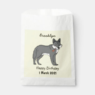 Bolsa De Papel Lobo gris con ilustracion de personalizado de tube