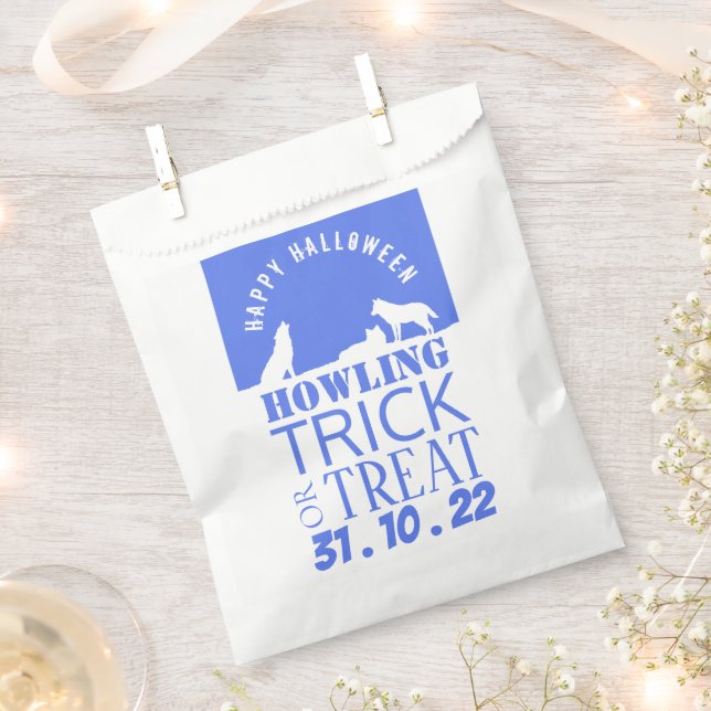 Bolsa De Papel Lobos en nieve, Feliz Halloween (Cortado)