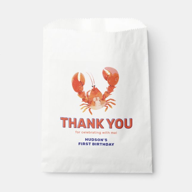 Bolsa De Papel Lobster Kids Birthday Thank You (Anverso)