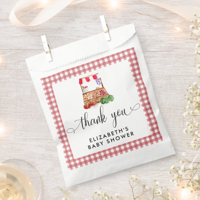 Bolsa De Papel Locally Grown Baby Shower Carrots Gingham (Cortado)