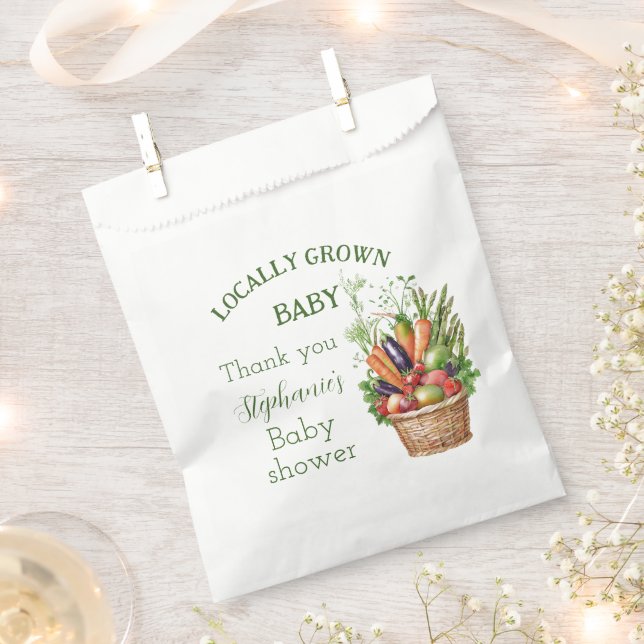 Bolsa De Papel Locally Grown Baby Shower Farmers Market (Cortado)