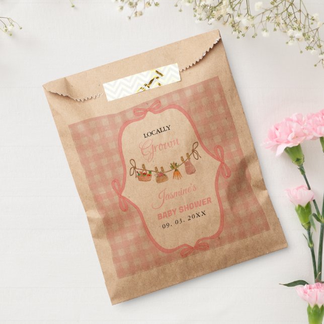 Bolsa De Papel Locally grown Pink girlbaby shower  Baby sprinkle  (Sellado)