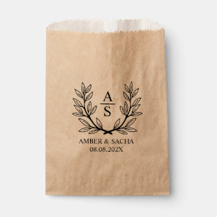Bolsa De Papel Logotipo Boda Monograma personalizado con correa