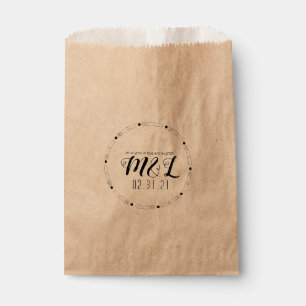 Bolsa De Papel Logotipo Circular Decorativo Corazón Boda