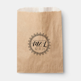 Bolsa De Papel Logotipo circular decorativo geo corazón para boda