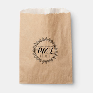 Bolsa De Papel Logotipo circular decorativo geo corazón para boda
