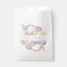 Bolsa De Papel Logotipo de boda de conchas de acuarela marina mon