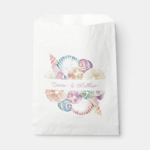 Bolsa De Papel Logotipo de boda de conchas de acuarela marina mon