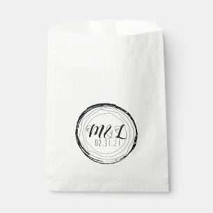 Bolsa De Papel Logotipo de boda tronco de tronco rústico blanco