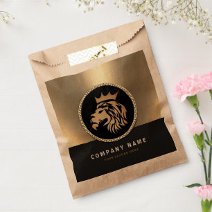 Bolsa De Papel Logotipo de León Dorado Elegante Profesional