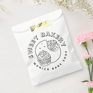 Bolsa De Papel Logotipo de panadería dulce vintage