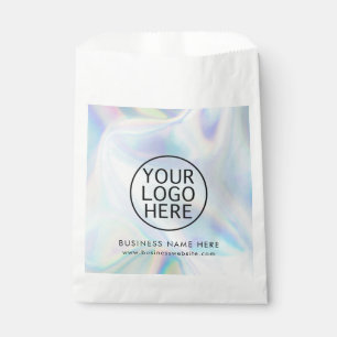 Bolsa De Papel Logotipo Empresarial Simple Iridescente Promociona