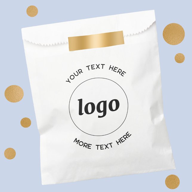 Bolsa De Papel Logotipo simple con negocio de texto (Logo and custom text business promotional paper bag)