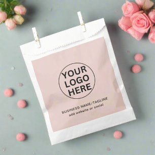 Bolsa De Papel Logotipo y texto de la empresa de rosa blush promo