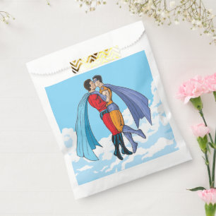Bolsa De Papel Los dos superhéroes de Slipperyjoe besándose f