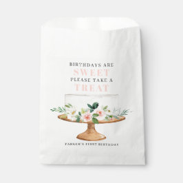 Bolsa De Papel Los primeros cumpleaños del pastel floral son dulc