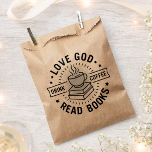 Bolsa De Papel Love God Drink Coffee Read Books Amantes Vintage