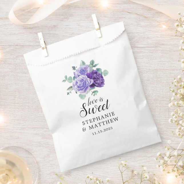 Bolsa De Papel Love Is Sweet Purple Blooms Eucalyptus Wedding (Cortado)