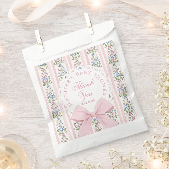 Bolsa De Papel Love Shack Baby Coquette Pink Bow Gracias (Cortado)