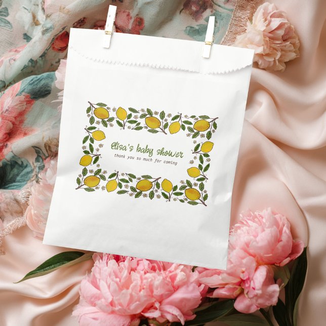 Bolsa De Papel Lovely Lemons Rustic PERSONALIZADO BABY SHOWER (Lovely Lemons Rustic CUSTOM BABY SHOWER Favor Bag
)