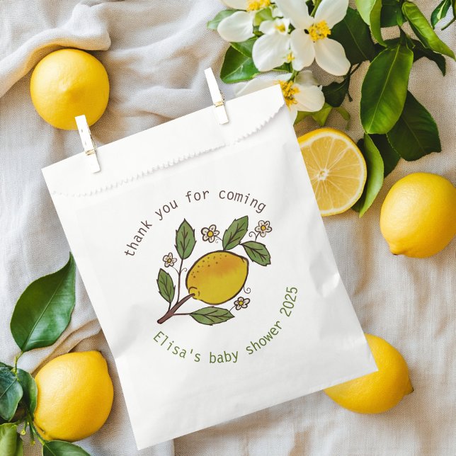 Bolsa De Papel Lovely Lemons Rustic PERSONALIZADO BABY SHOWER (Lovely Lemons Rustic CUSTOM BABY SHOWER Favor Bag
)