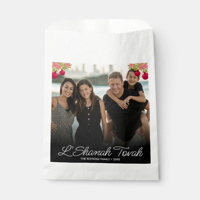 Bolsa De Papel L'Shanah Tovah Script Photo Pomegranate Flower (Anverso)