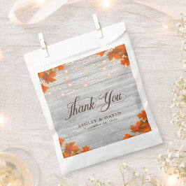 Bolsa De Papel Luces de hojas de otoño de madera rústica Gracias