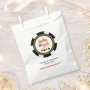 Bolsa De Papel Lucky In Love Black Cream White Poker Chip Boda