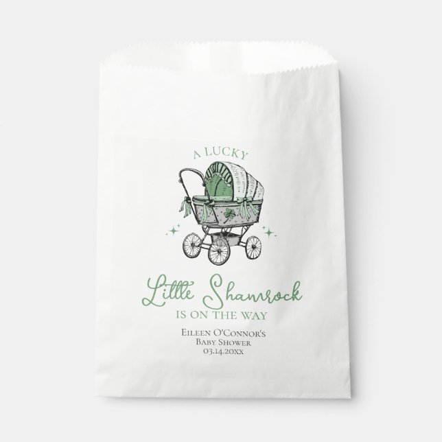 Bolsa De Papel Lucky Little Shamrock St Patrics Baby Shower (Anverso)