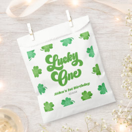 Bolsa De Papel Lucky One Green Shamrock Clover 1st Birthday Party