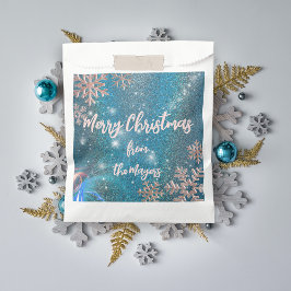 Bolsa De Papel Lujo Elegante Azul Invierno Paisaje Navideño Navid